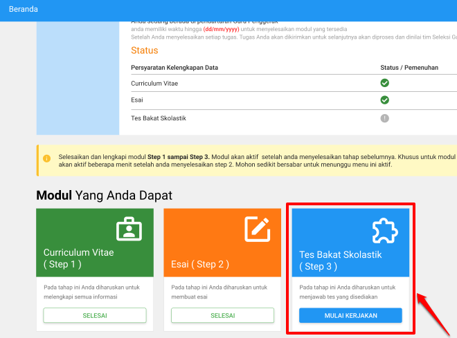 Proses Tes Bakat Skolastik Panduan Simpkb Program Guru Penggerak